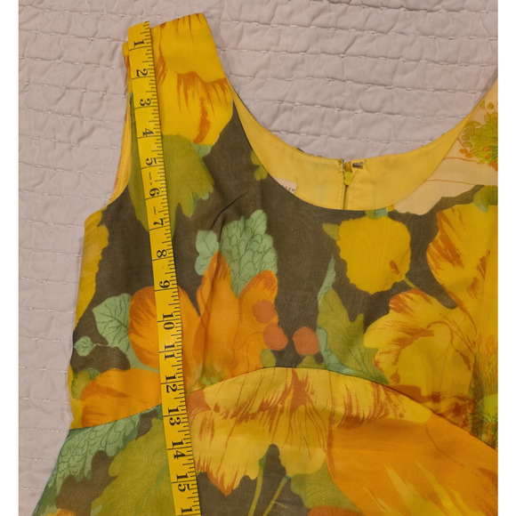 70s VTG Yellow Floral Maxi Dress + Sheer Coat Set Boho Cottagecore Festival Gown - Picture 5 of 15